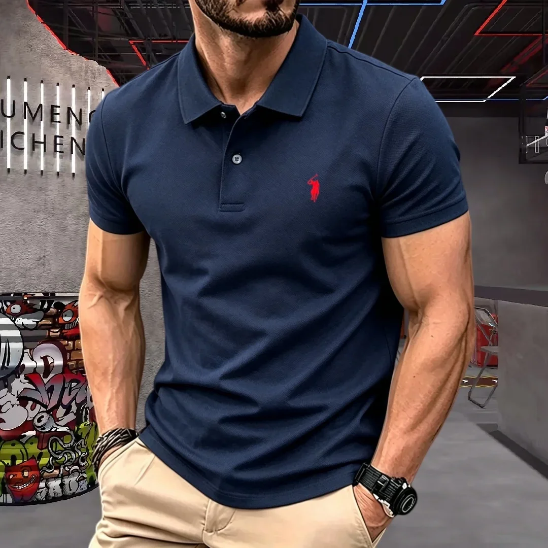 100% pure cotton high-end brand men's short-sleeve polo shirts, 2026 summer luxury fashion pony embroidered golf tops casual T s