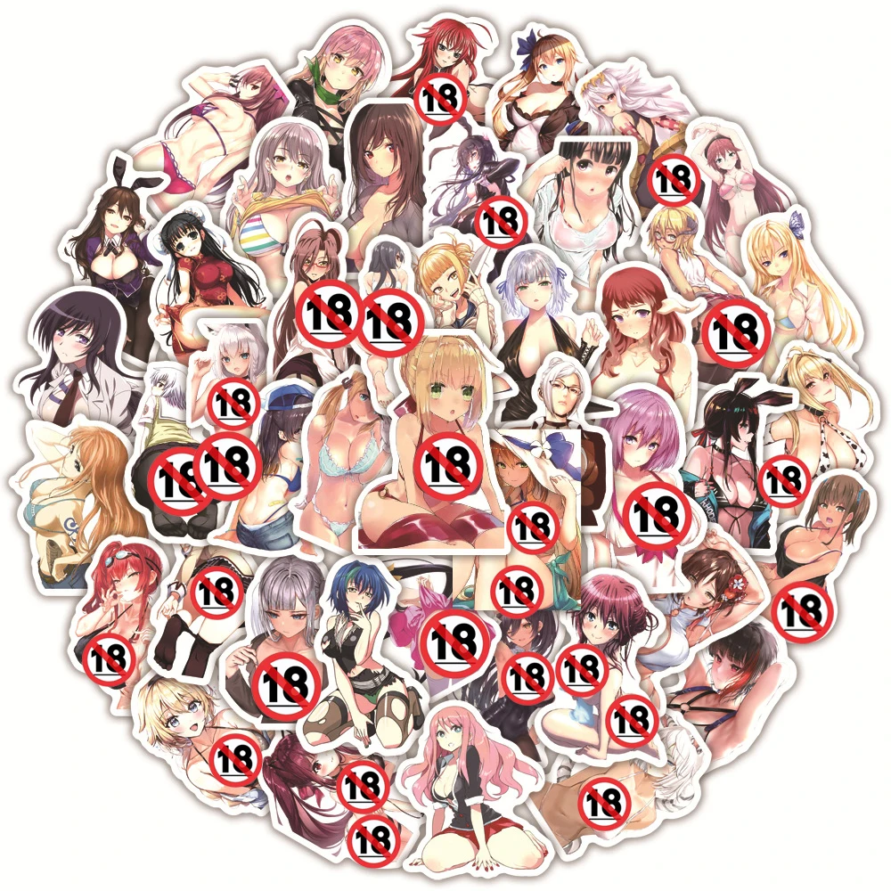 10/30/50/100pcs Cute Sexy Anime Girl Cartoon Stickers Cartoon Waifu Hentai Adult Sticker DIY Luggage Laptop Phone Car Decals Toy