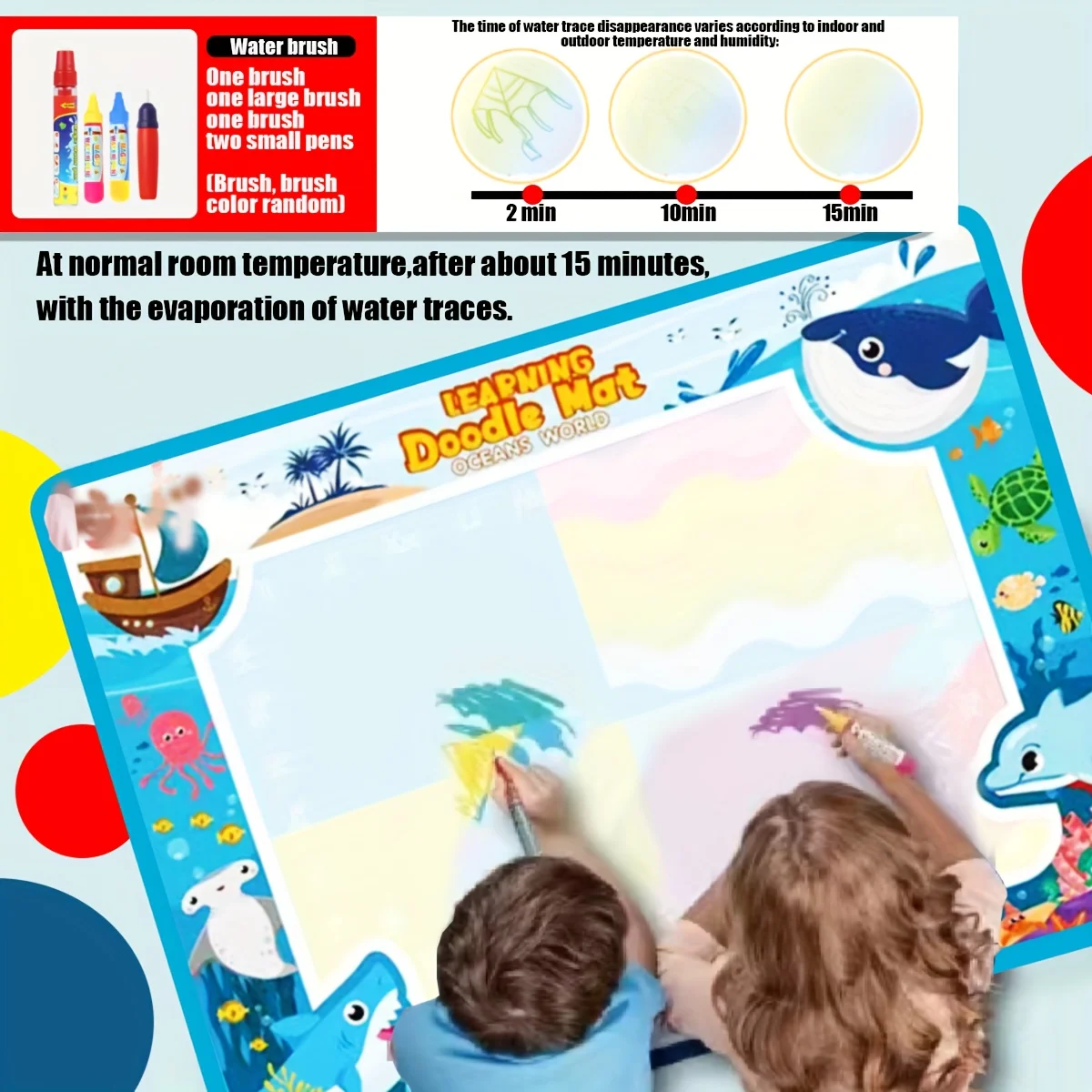 水彩画落書きマット、女の子男の子への誕生日プレゼント、汚れのない塗り絵学習玩具、クリスマスプレゼント