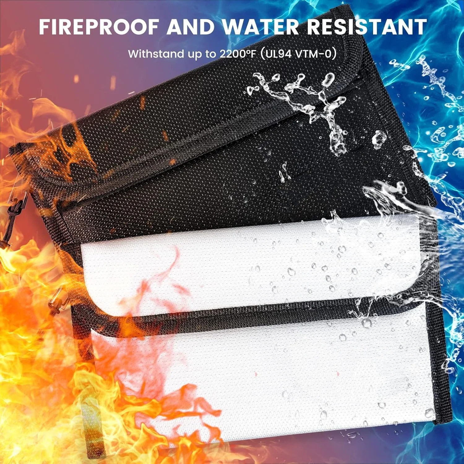 

New flame retardant and heat-resistant Fire Proof Bag for Home and Office,8x5 Inch Fireproof Bag for Cash/Documents/Valuables