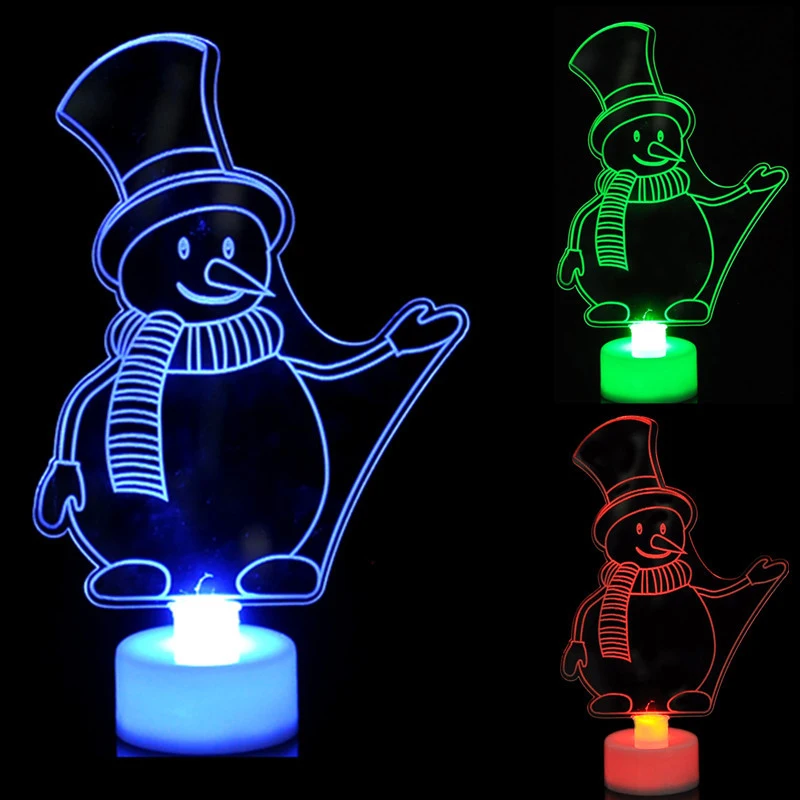 1pack Festive Christmas LED Night Light,Acrylic Color Changing Tabletop Figurines,Santa,Snowman,Tree,Fashionable Holiday Decor