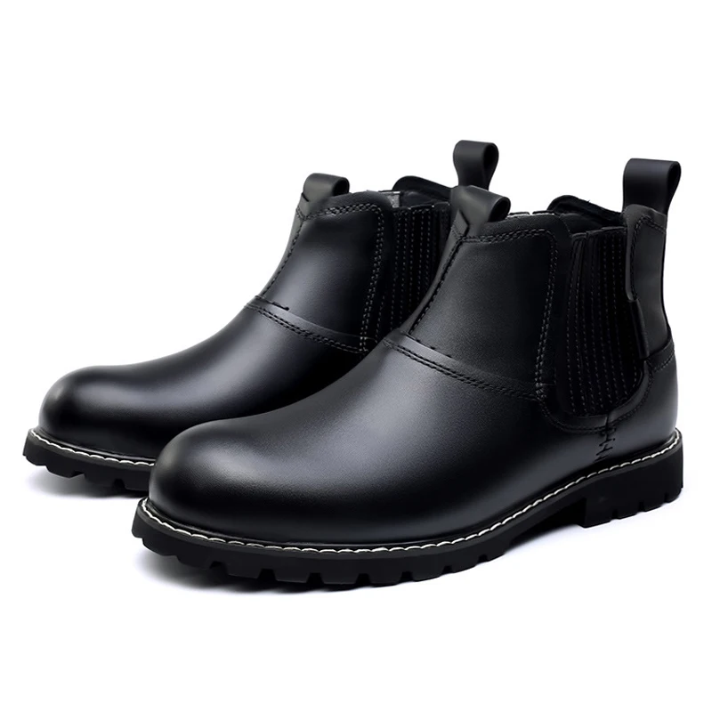 Men Chelsea Boots Non-slip Leather Boots Casual Outdoors Ankle Boots Male Shoes Adult Wear-resisting Autumn Boots Plus Size 48