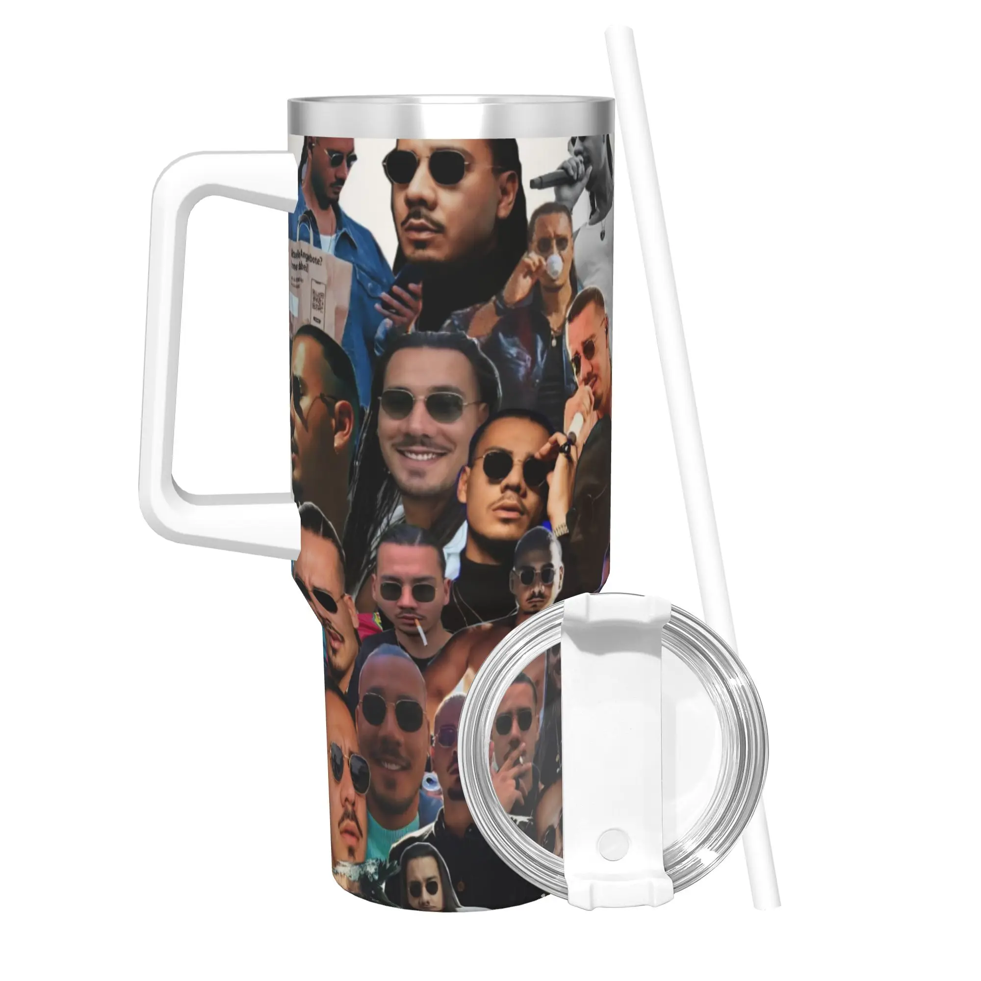 Apache207 Rapper Tumbler With Straw  Stainless Steel Tumblers Mug Double Wall Vacuum Insulated for Cold Or Hot 40oz