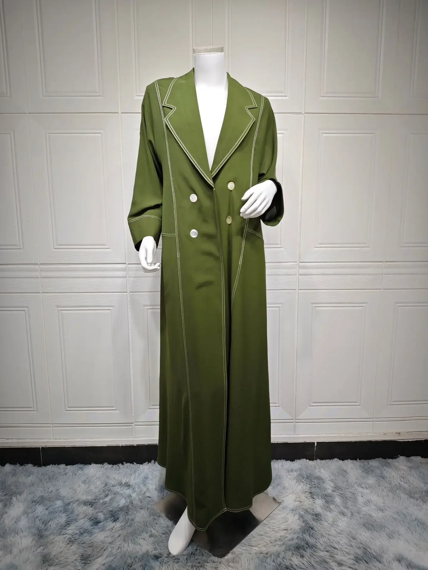 Fashion Dubai Double Breasted Abaya for Luxury Muslim Women Dress Coat Kebaya Kaftan Arab Robe Jalabiya Islam Clothing Turkey
