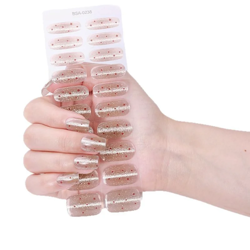 Geen UV-lichtgel nagelstrips DIY sprankelende glitter volledige dekking zelfklevende nagelsticker stickers nagelsalon manicure decors nageltips