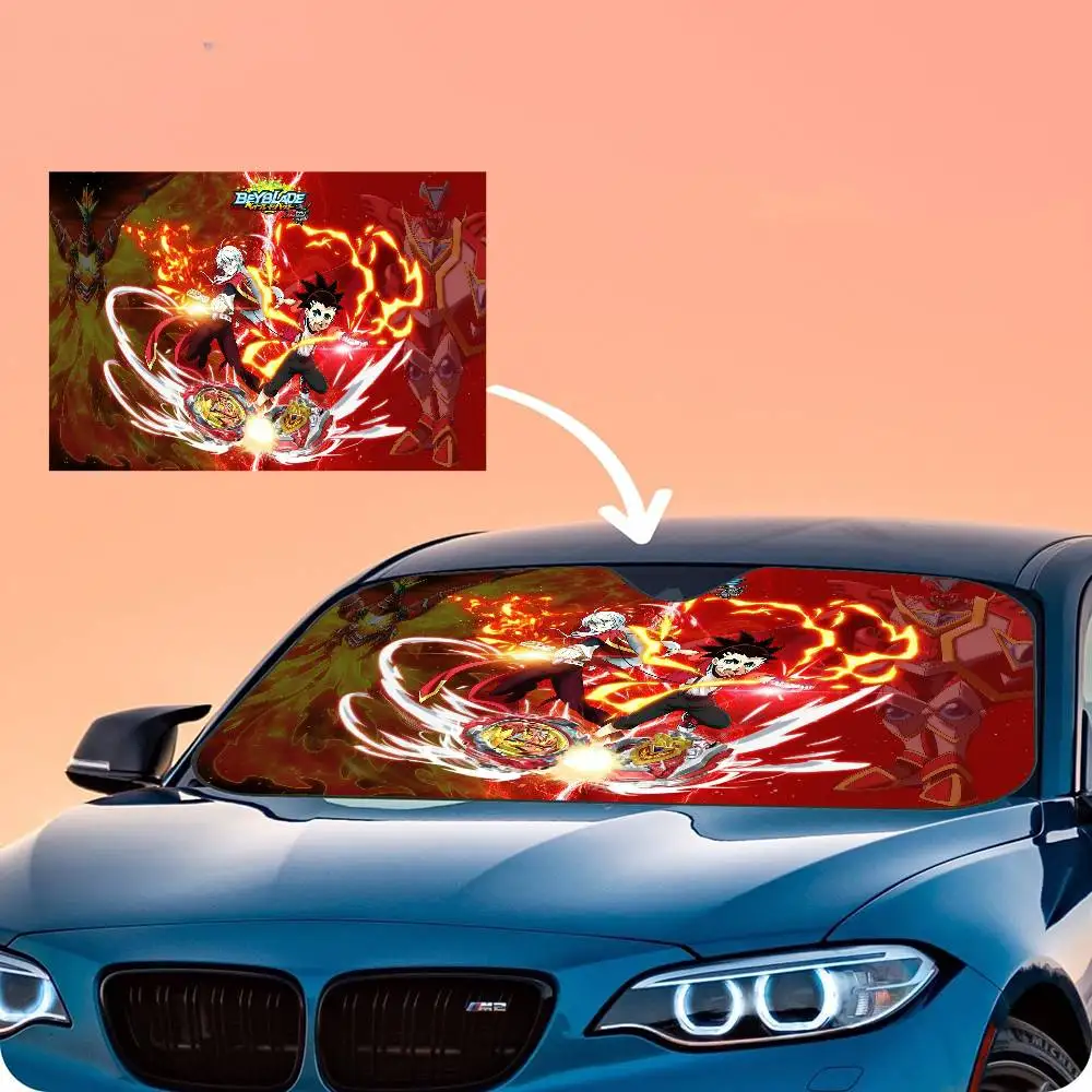 Beyblade Cartoon Anime Windshield Sunshade Anime Cute Car Front Windshield 70x130cm Sun Visor Heat Reflector