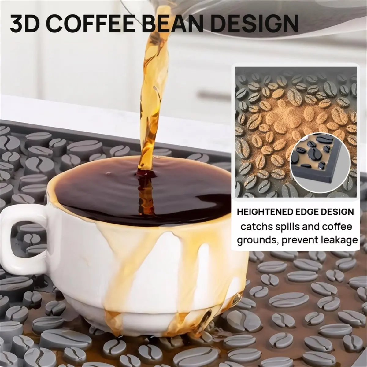 BAAQ Coffee Machine Mat for Countertops,Waterproof Dish Drying Mat for Kitchen, Bars, Restaurant, 18X12in Thick Coffee Mat