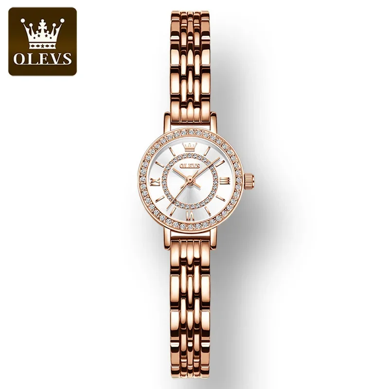 OLEVS Stainless Steel Strap Fashion Women Wristwatch Waterproof Quartz Super-thin High Quality Watch for Women