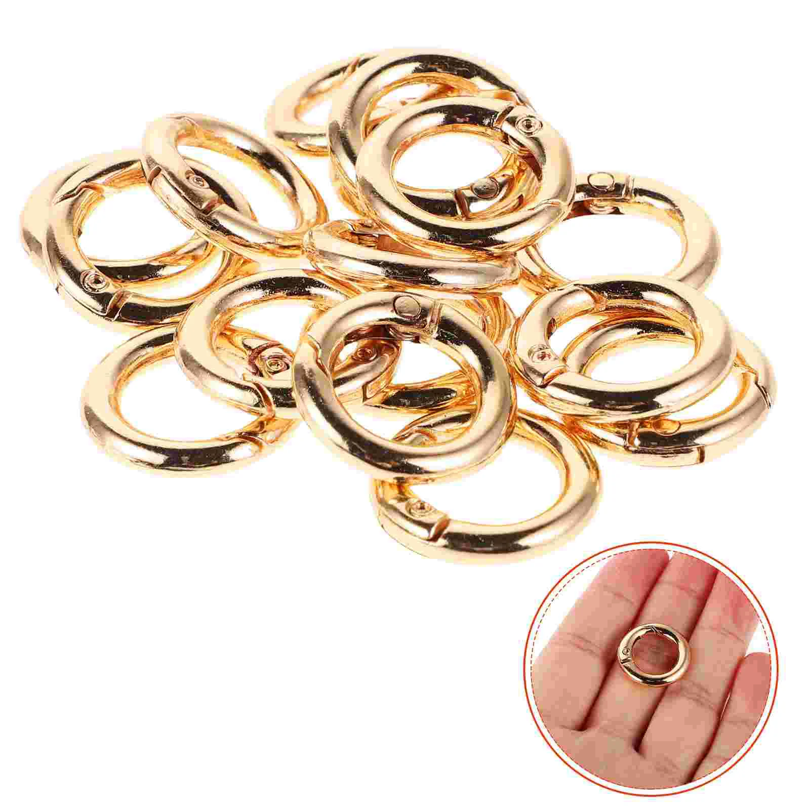 

16 Pcs Keychain Accessories Heavy Duty Carabiner Handbag Clips Spring Buckle Round Key Holder Alloy Material Compact