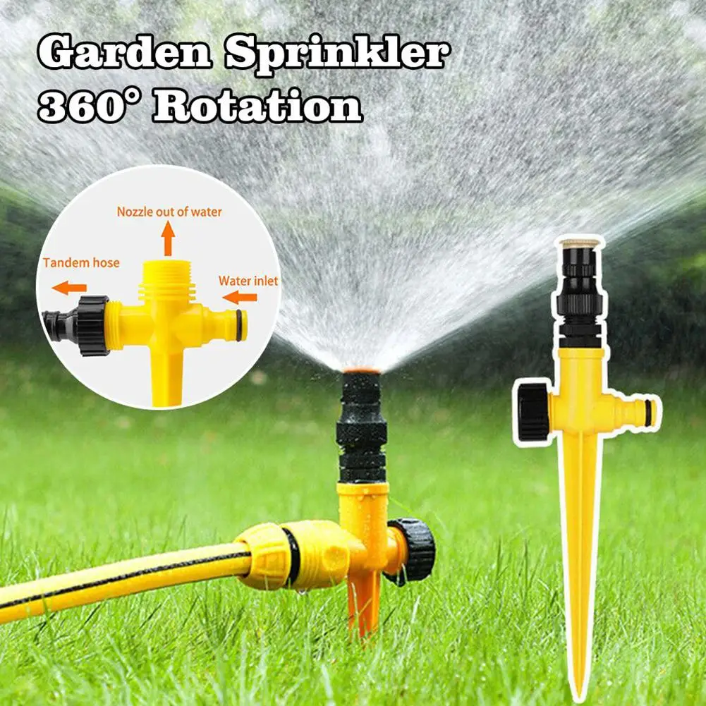 360° Rotating Garden Sprinkler Automatic Lawn Water Sprinkler with Ground Spike Adjustable Irrigation Sprayer for Yard/Farm
