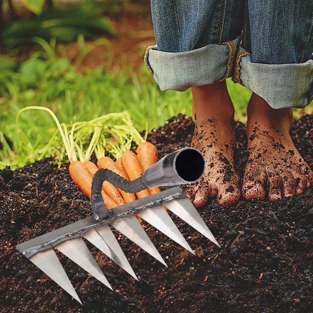 Imagem -04 - Dente Nail Harrow Aço Weeder Solo Solto Sharp Garden Hand Rake Tool Jardinagem Durável Weeding Rake Ferramentas Agrícolas