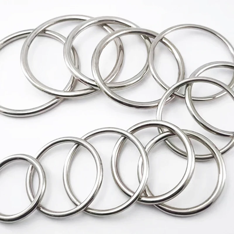 

2/5P 15-100mm Stainless Steel O Ring Buckle Backpack Carabiner Seamless Metal Clasp Webbing Strap Loop Hook DIY Sewing Accessory