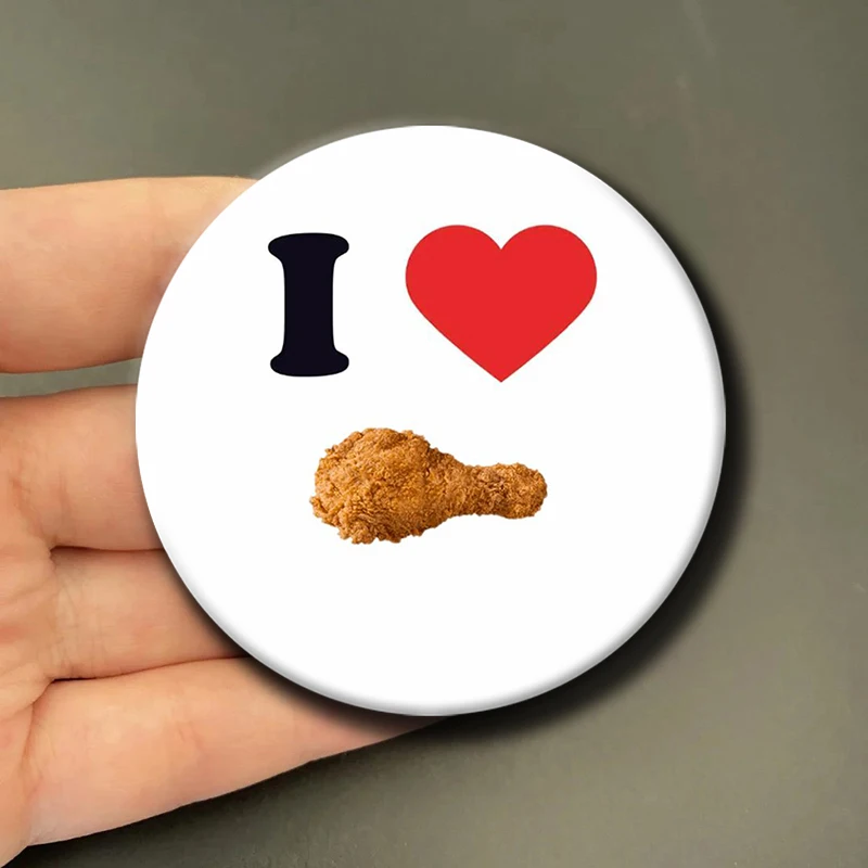 58mm I Love Fried Chicken Shedletsky Anime Soft Button Pin Game Character Badge Round Brooch Bag Clothes Hat Decoration Gifts