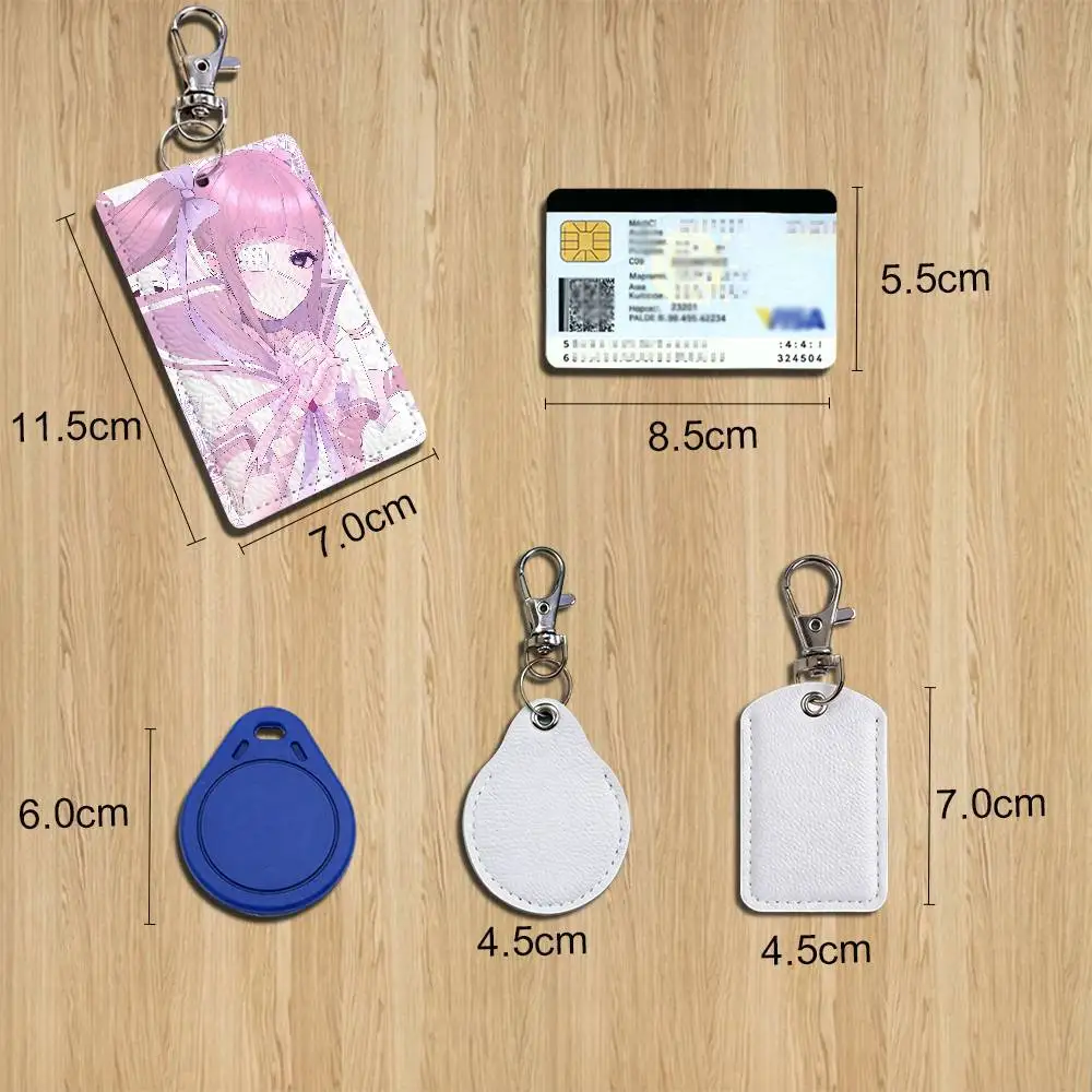 M-Menhera C-Characters Chan Access Card Case Leather Card Holder Keychain Key Ring Transportation Card Case Gifts