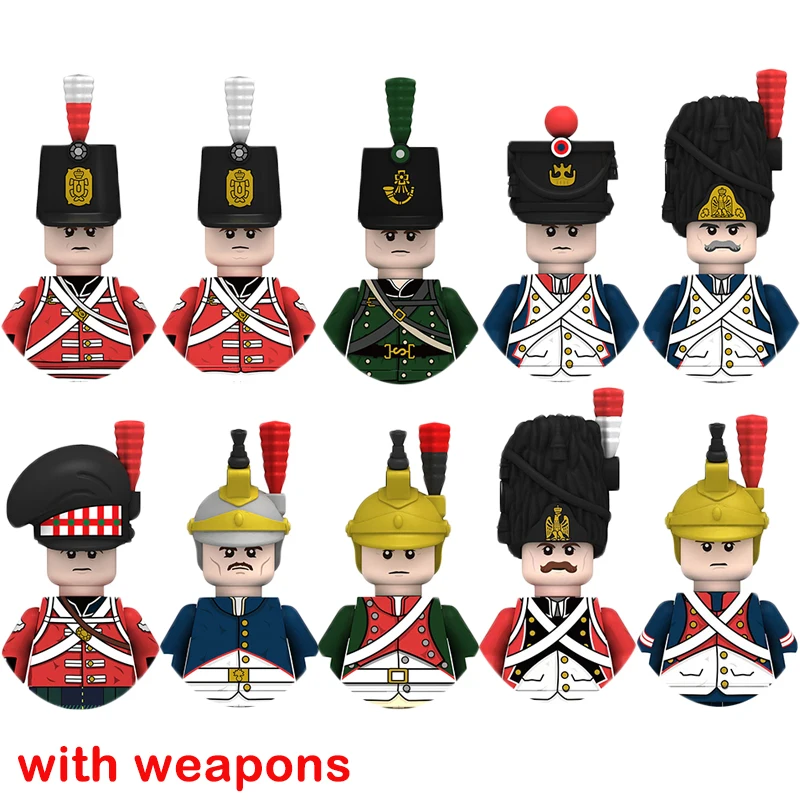 Medieval Military Building Blocks Napoleonic Wars Figures French Knights British Commander Russia Prussian Soldiers Weapon Brick