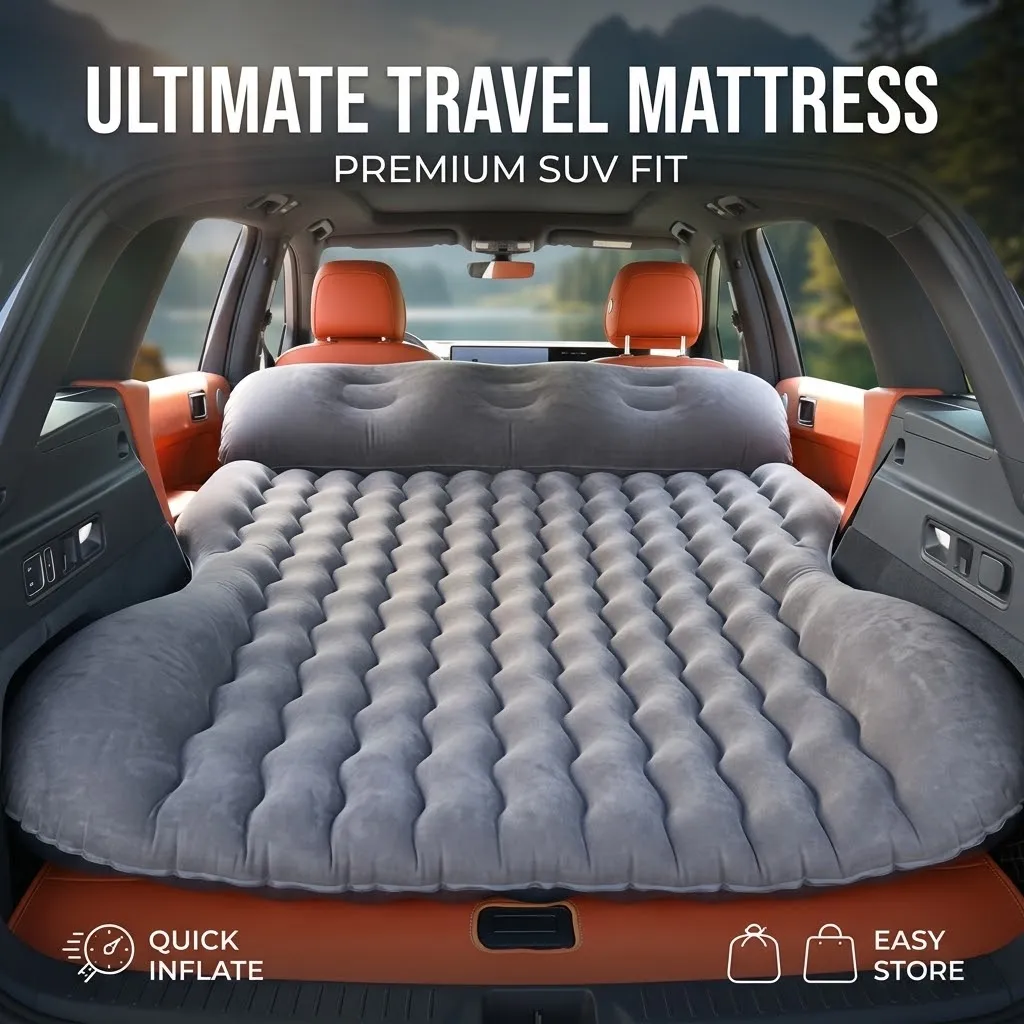 Fully Automatic Inflatable Car Travel Bed SUV Trunk Camping Mattress Auto Rear Seat Sleeping Pad Outdoor Self-Inflating Rest Mat