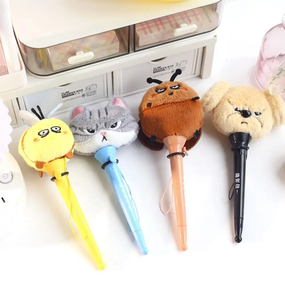 

Portable Plush Bouncing Pen Fun Cat and Dog Ballpoint Pen Cartoon Unique Signing Pen Writing Tool