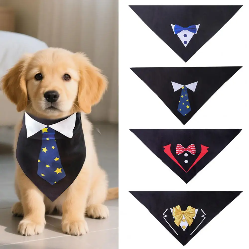 Adjustable Pet Bandana Adjustable Dog Collar with Bow Tie Formal Pet Bandana for Wedding Party Birthday Dress-up Accessory Puppy