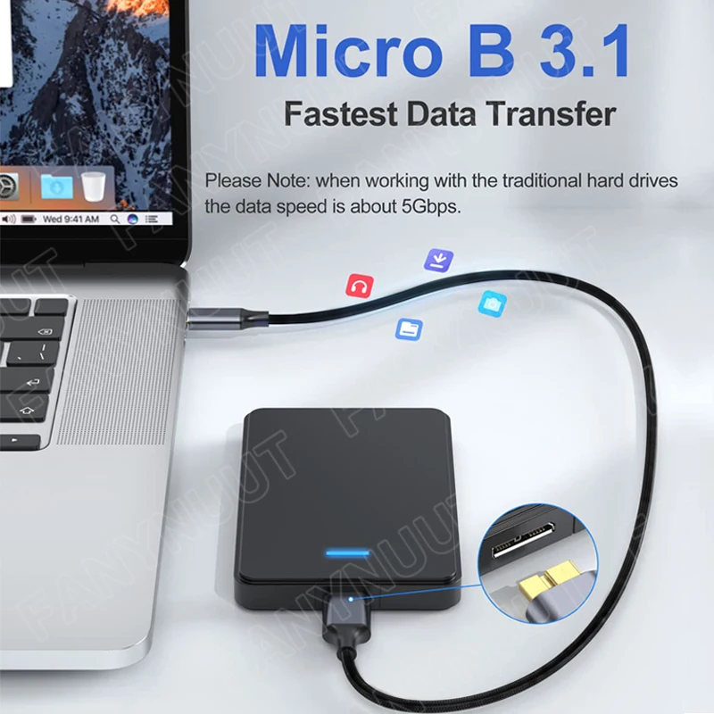 Cable Connector Micro B USB C 3.0 Cable Type-C To USB 3.0 Micro B 5Gbps External Hard Drive Cable For Macbook Hard Drive Disk