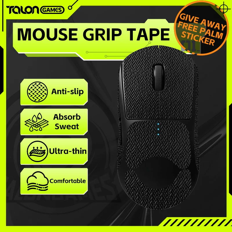 TALONGAMES Mouse Grip Tape Lizard Lkin Texture For Logitech GPRO Wireless,Palm Sweat Absorption,All Inclusive Anti-Slip Tape(B)