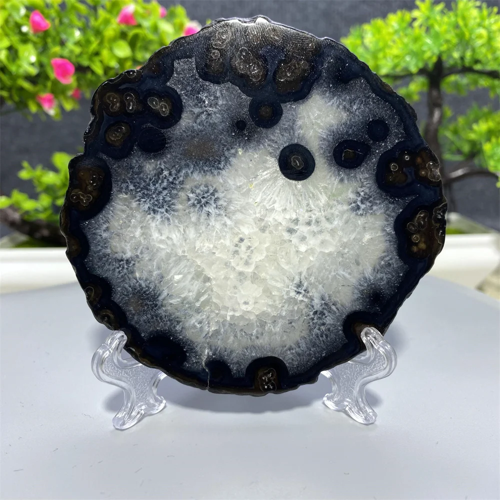 Natural Stone Colored Agate crystal Sheet Coasters Cup Base Mineral Reiki Healing For Home Decoration Mineral Gift