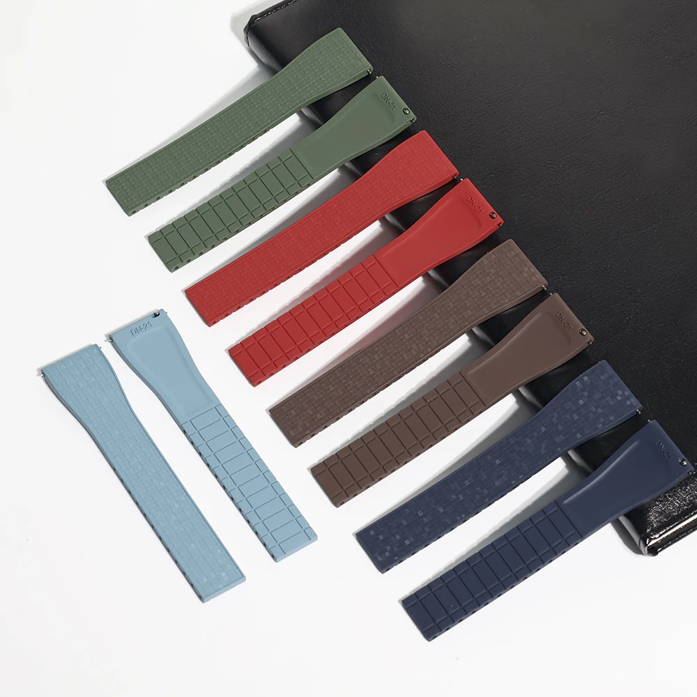 18 ملم إلى 24 ملم جميع المقاسات فسيفساء FKM حزام ساعة مطاطي لساعة رولكس كارتييه IWC أبل مع إطلاق سريع