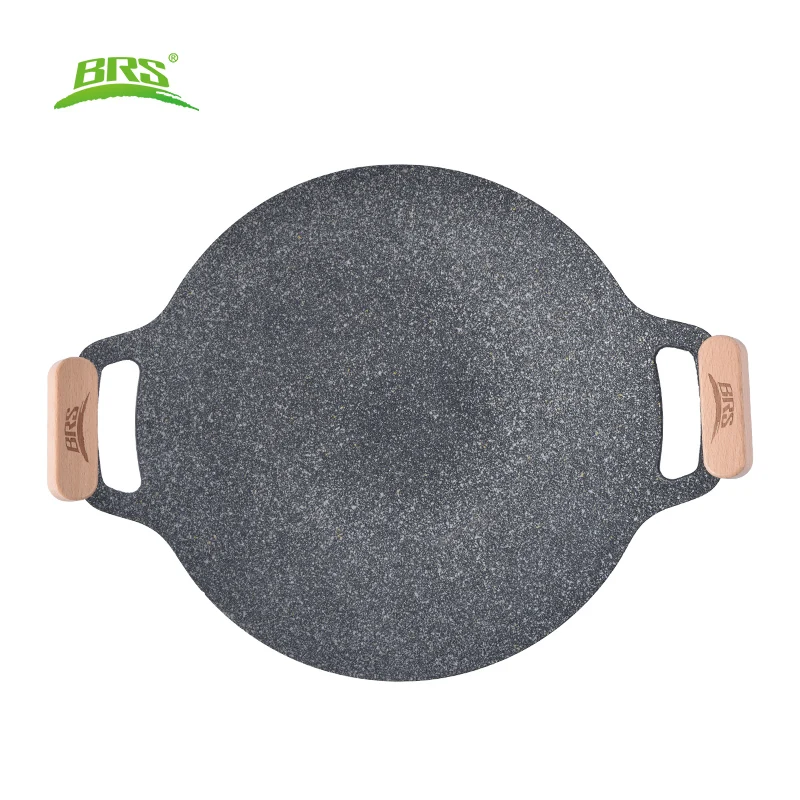 

2026BRS-P27Outdoor Wheat Rice Stone Multi functional Roast Pan Camping Korean style Non stick Home BBQ Picnic Roast Pan