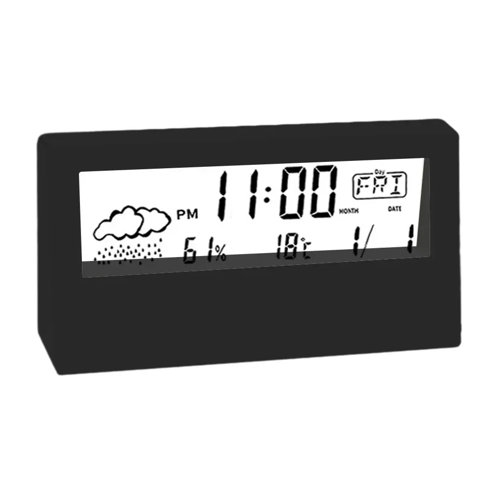 Thermo-Hygrometer Clock Creative Weather Display Electronic Alarm CLock Desktop Table Electronic Clock Temperature Humidity