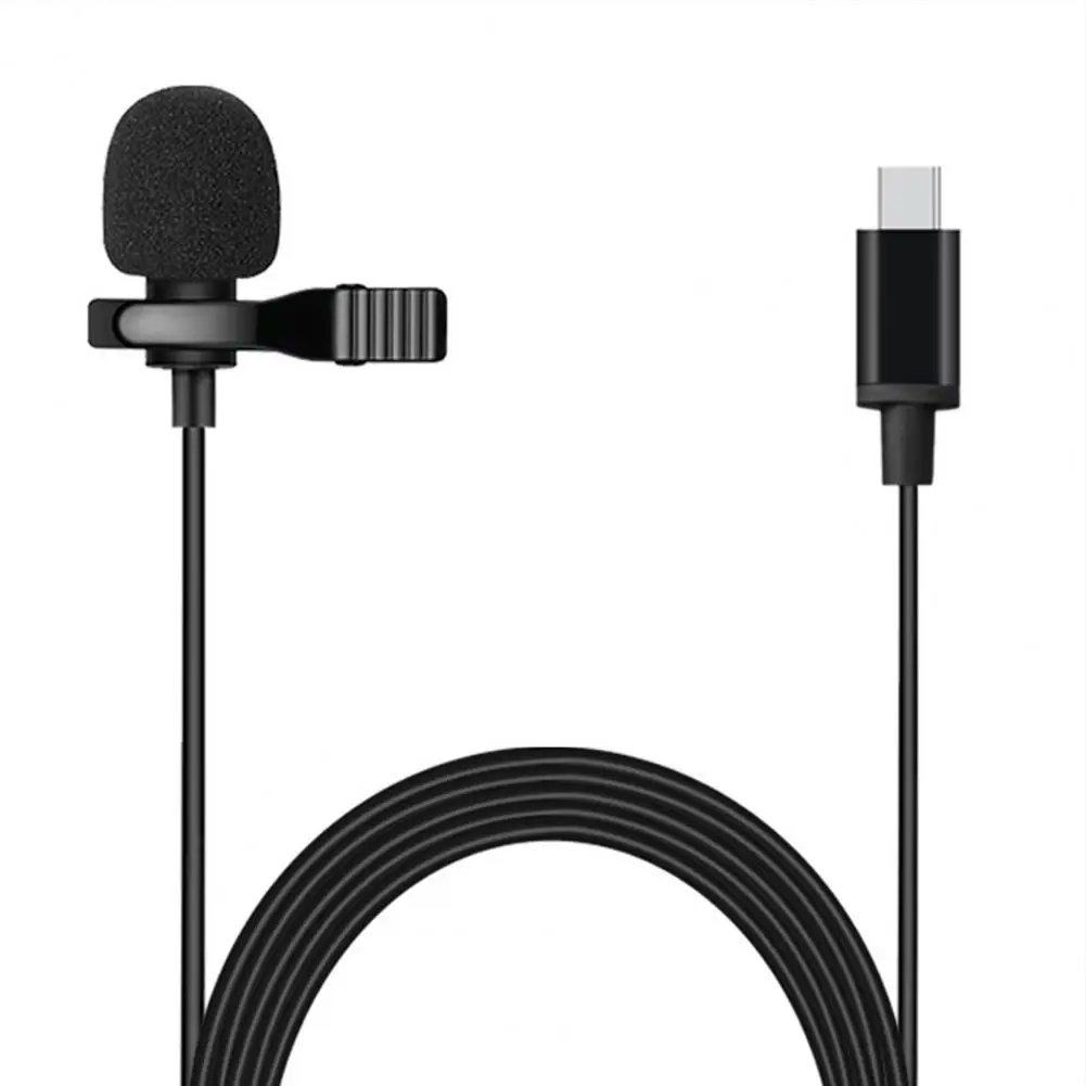 

Lavalier Microphone Sensitive Lossless Noise Reduction Portable Type-C PC Computer Wired Recording Microphone for Live Show