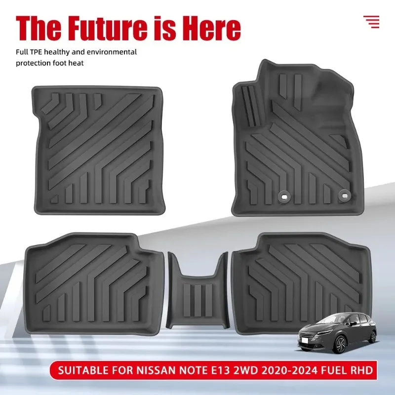 Custom TPE Floor Mats For Nissan Note E13 2WD 2020-2024 RHD Fuel Waterproof All-Weather Liners Non-Slip Backing Easy To Clean