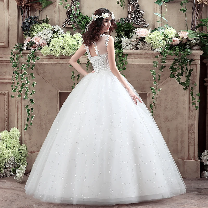 XXN-004 # فستان زفاف أبيض أحمر 2025 جديد الزفاف س الرقبة الدانتيل متابعة الماس رصع الترتر الكرة ثوب رخيصة بالجملة التجزئة #3