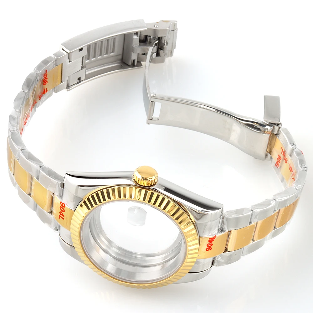 

Sapphire glass Gold Silver 36MM 39MM Watch Case for Datejust Seiko NH35 NH36 Movement 316l Stainless Steel Polish Oyster Strap