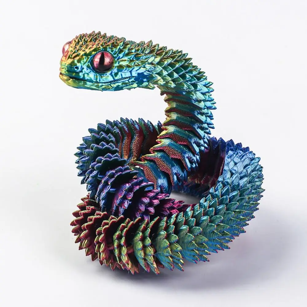Realistic 3D Printed Snake 30/45/60cm Rotatable Simulated Snake Ornament Home Decor Multicolor Animal Simulation Model