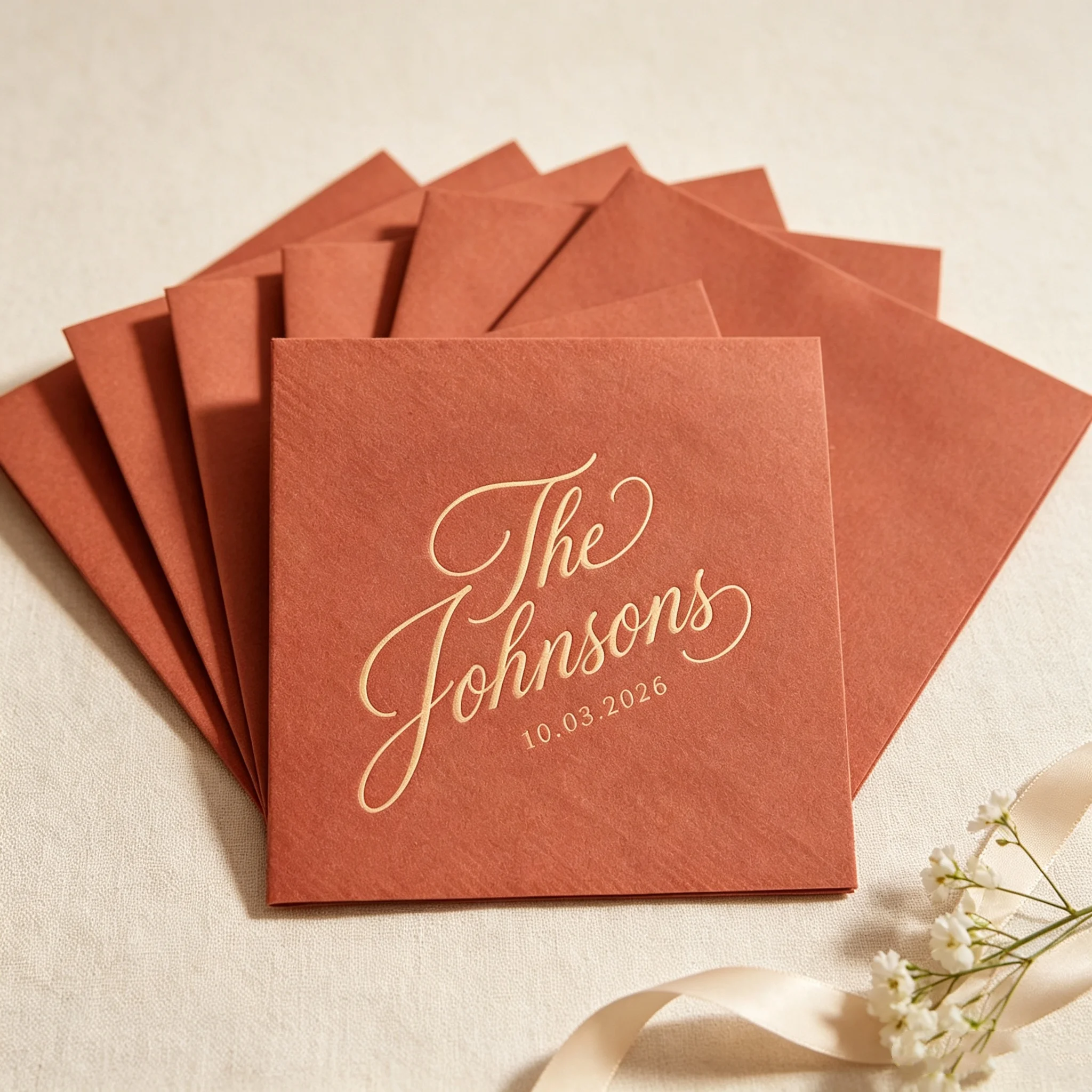 Custom Name Cocktail Napkins, Personalized Wedding Bar Napkins Bulk, Reception Shower Anniversary Rehearsal Dinner