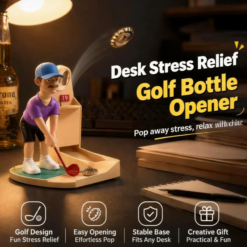 Ouvre-bouteille automatique à thème balle de golf avec lanceur de bouchon de bouteille de bière, cadeau amusant pour hommes, accessoire de bar original