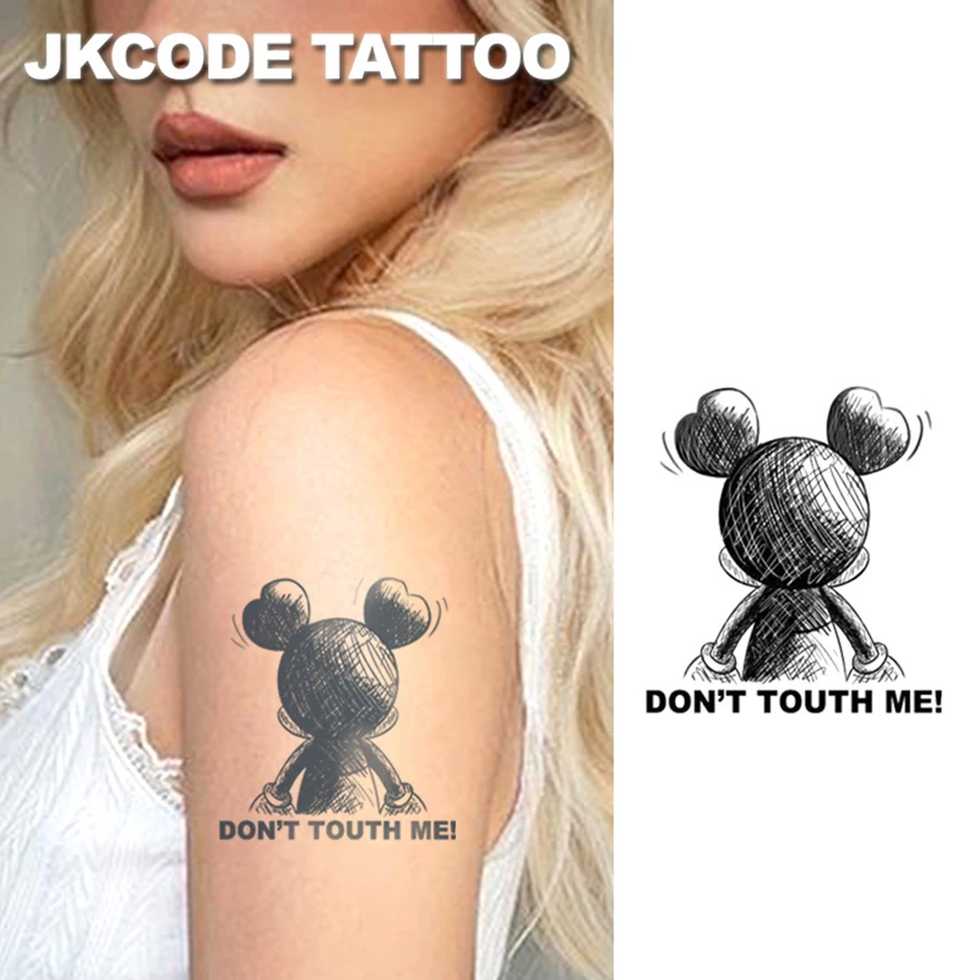 Playful, Cute 'Don't Touch Me' Design – Cool Cartoon-Style Herbal Temporary Tattoo Sticker, Waterproof & Lasts Up to 15 Days