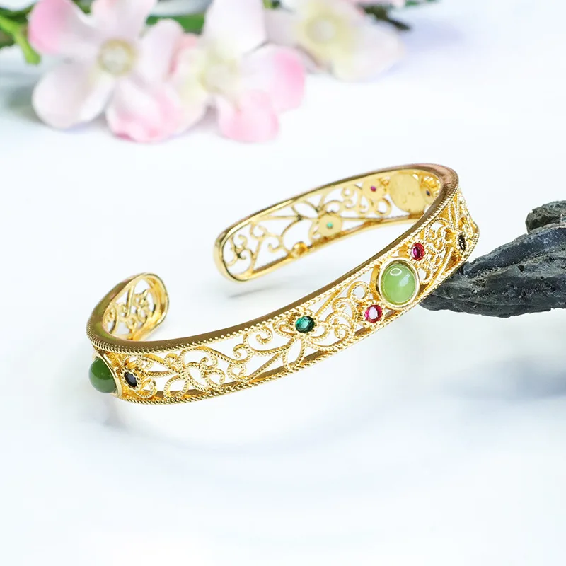 Natural Hetian jade bracelet, jasper bracelet, bracelet, open jade.