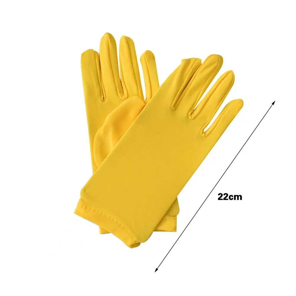 1 Pair Short Thin Dance Gloves Breathable Non-slip Sweat-absorption Milk Silk Satin Stretch Gloves Costume Accessories