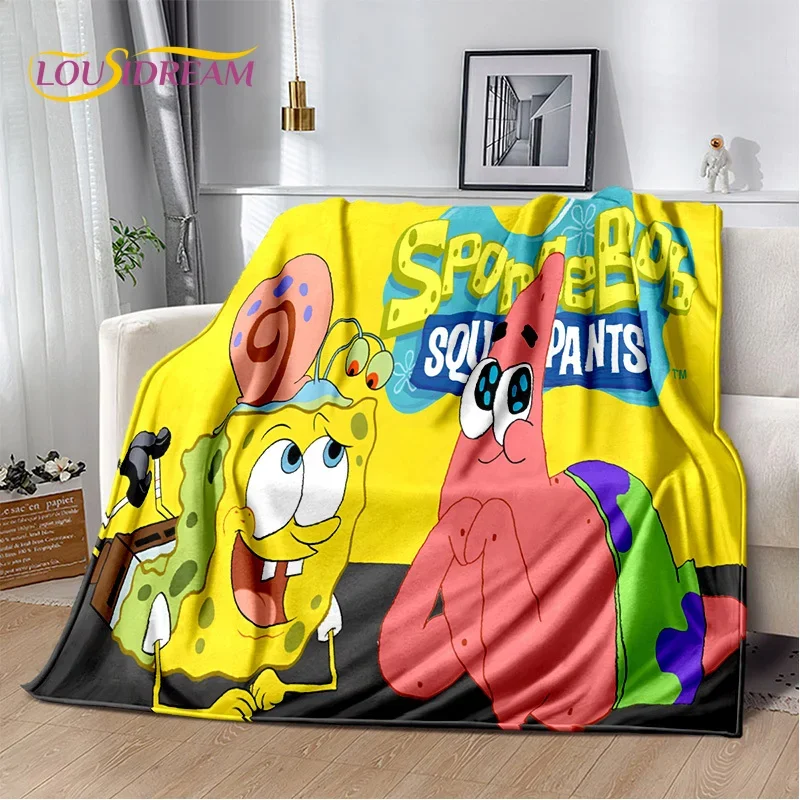 Cartoon Funny S-SpongeBob Patrick Star Soft Plush Blanket,Flannel Blanket Throw Blanket for Living Room Bedroom Bed Sofa Picnic