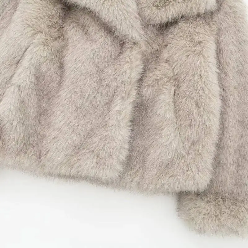 2025 hiver nouvelle mode dégradé moelleux manteau femmes haute rue grand col fausse fourrure de renard veste femme pardessus