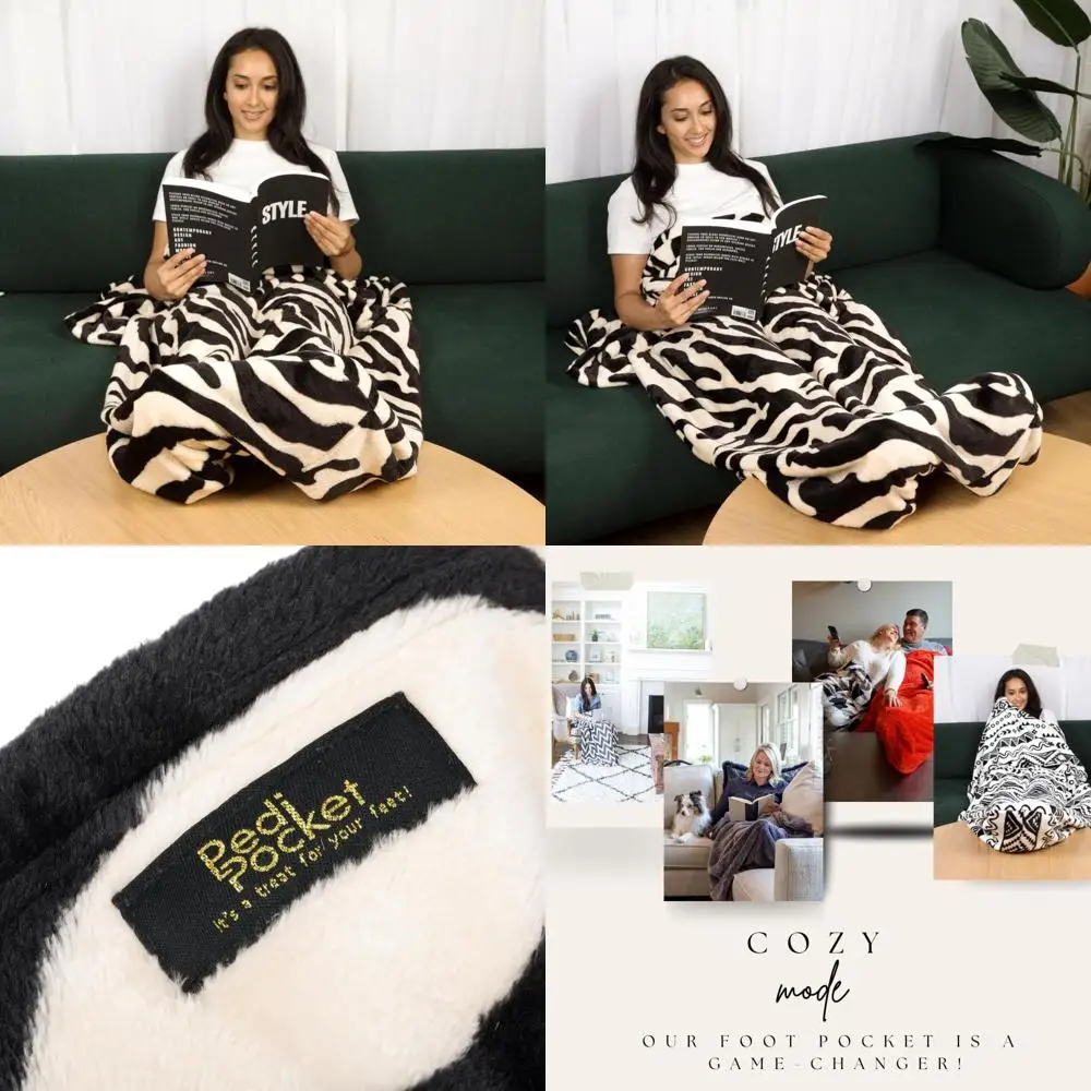 

Luxurious Plush Velvet Fleece Foot Pocket Blanket - 50x70 Inches with 20 Inch Pocket, Everyday Comfort for Moms