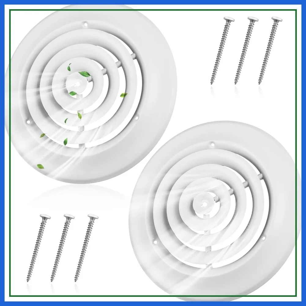 

8 Inch Round Diffuser HVAC Ceiling Vent Cover Replacement with Screws, Outer Diameter 11-15/16"