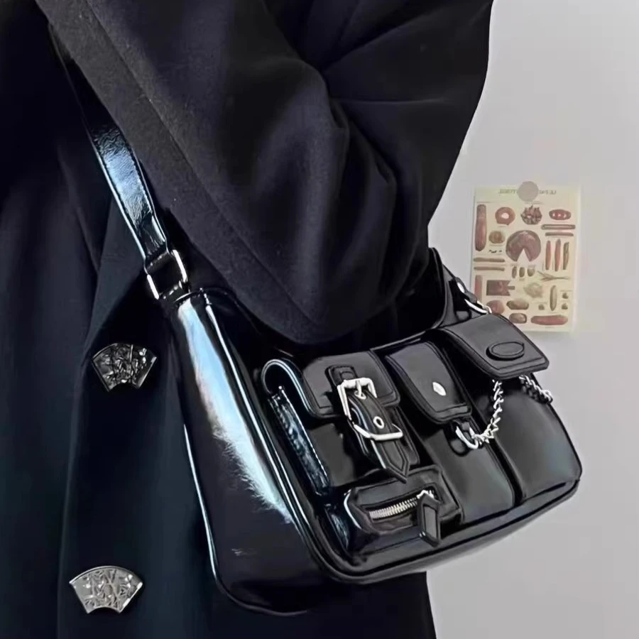 

Y2K Korean Women Harajuku Vintage Gothic Black Hand Bag Aesthetic Elegant Punk Wallet Purse Handbags Shoulder Trend Tote Bags