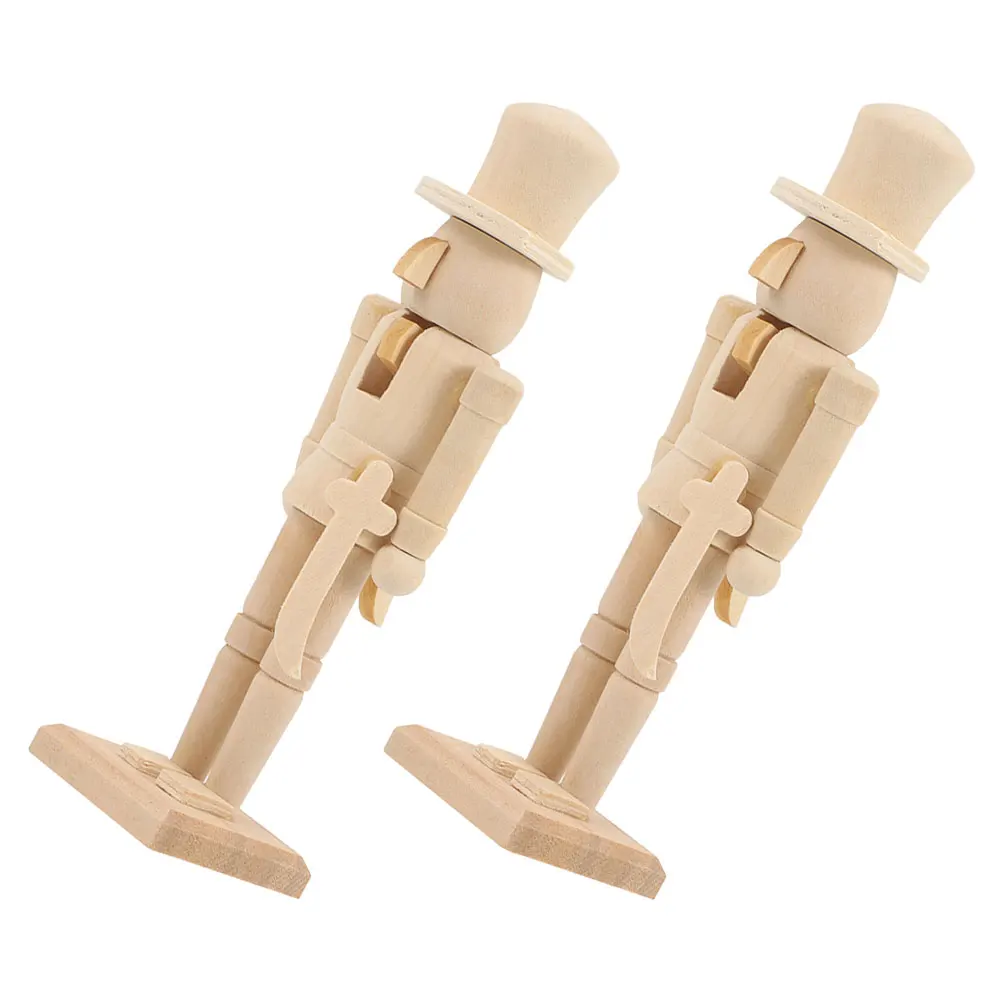 

2Pcs Wooden Nutcracker DIY Unpainted Walnut Soldier Blank Xmas Nutcracker Ornament for Home Decor Unfinished Walnut Soldier
