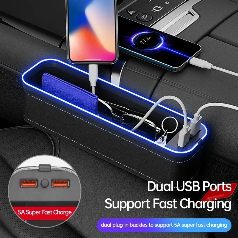 For Mazda 2 3 6 Atenza Axela Demio CX-5 CX5 CX-3 CX7 CX-9 Storage Box With 2 USB Charger Colorful LED Seat Organizer