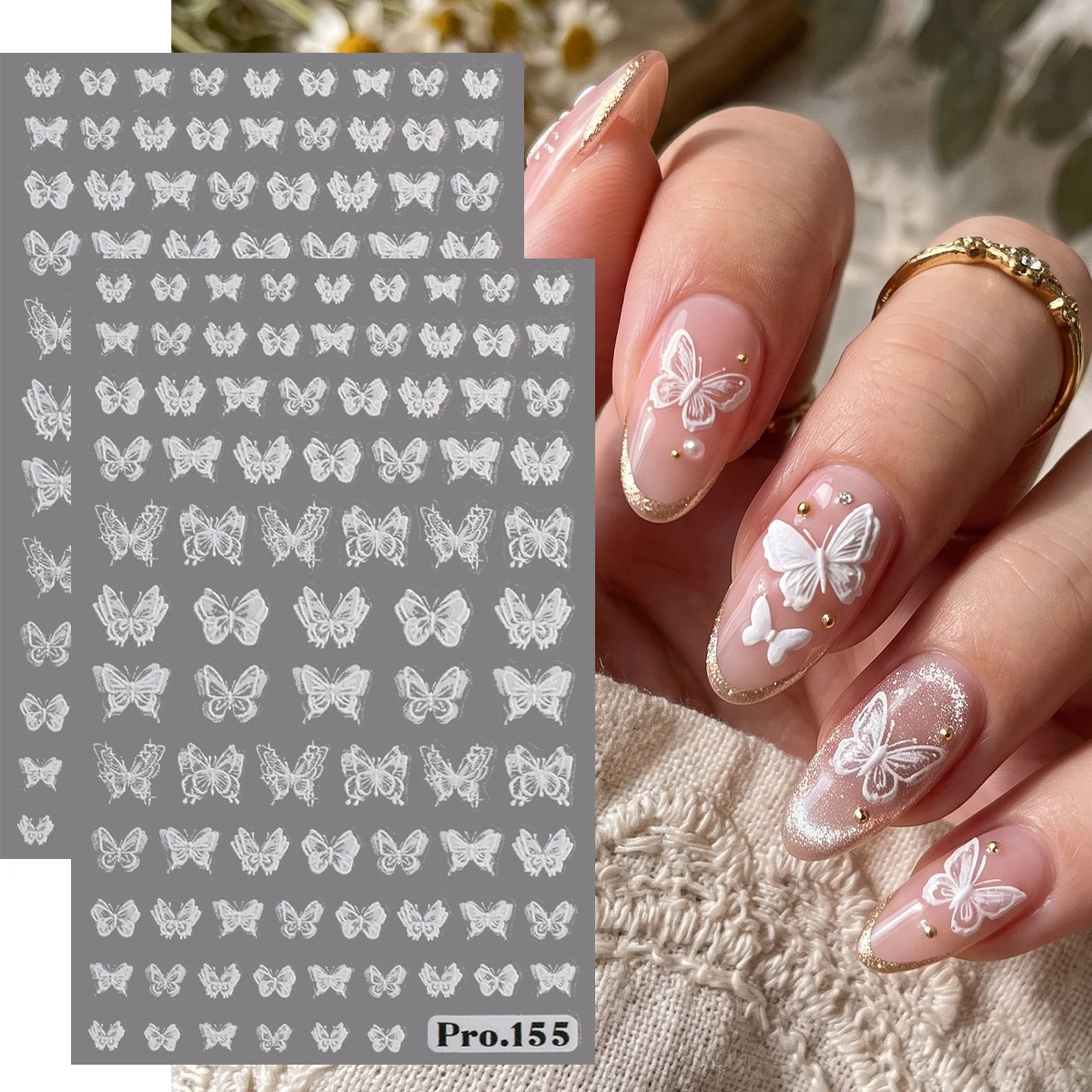 2 Sheets Embossed Lace 3D Nail Art Stickers, Flower Bow Pattern Nail Decals Wedding Nail Decor, Elegant Manicure Accessories