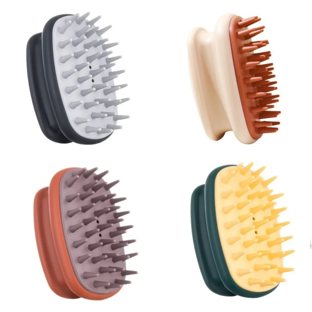 Soft Silicone Massage Comb Handle Design Stress Relax Scalp Scrubber Head Massage Skin Friendly Shampoo Brush Hair Washing