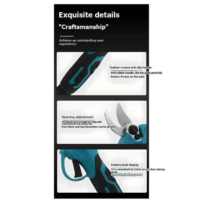 Fresh Garden Shears 800W Cordless Pruner 6000Mah Battery 30Mm Cutting Diameter Electric Tool For Gardening And Plant Care EU Plu