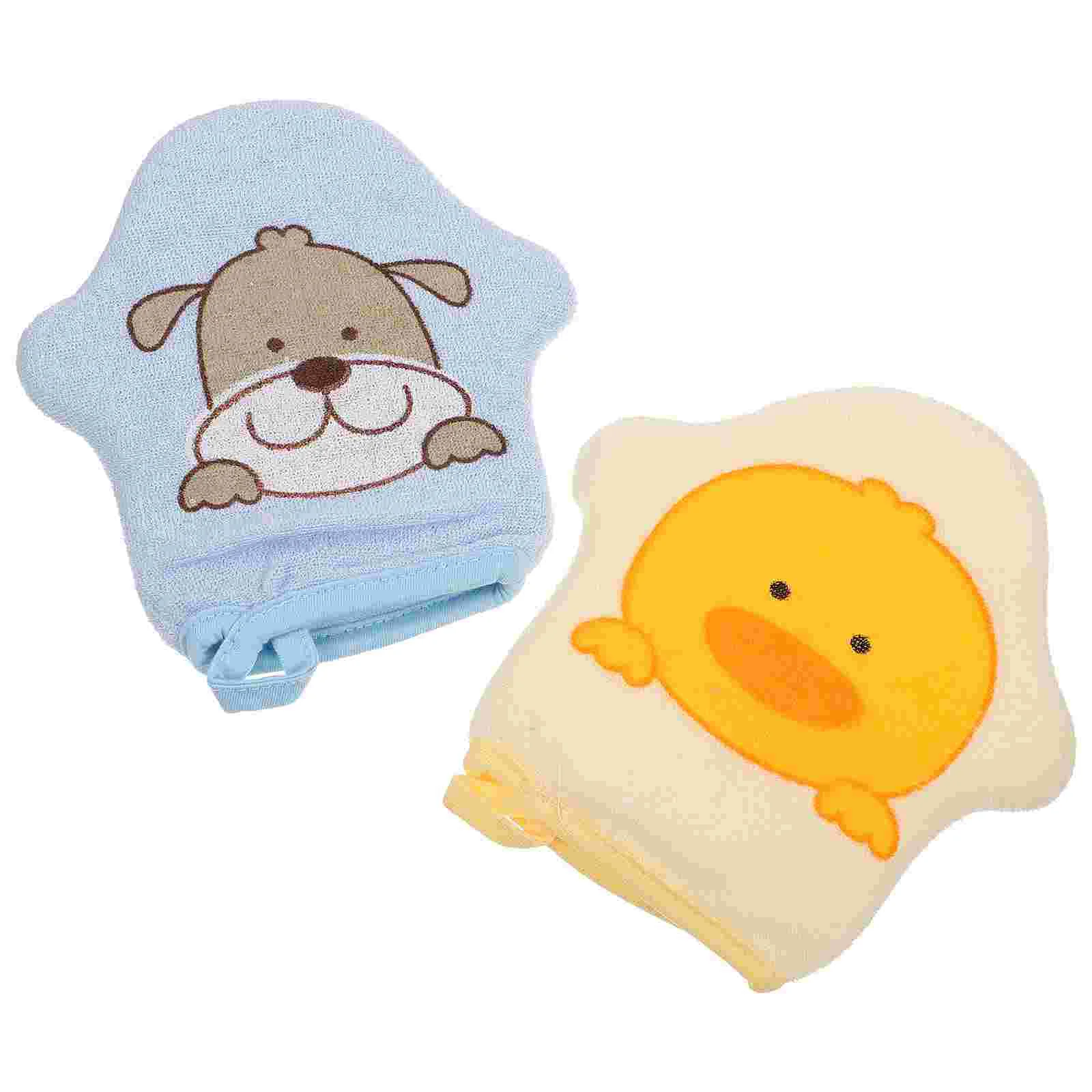 2 Pcs Towel Bath Cotton Men's Face Scrubber Kids Mitts Sponges Body Cleaning Brush