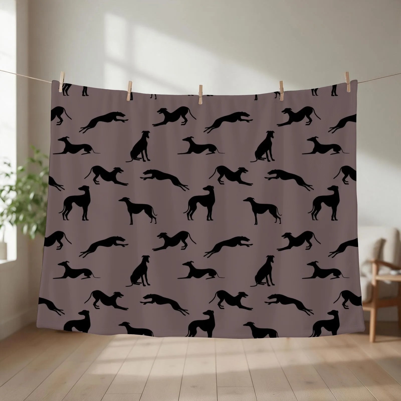 Greyt Greyhound Silhouettes - 776366 Throw Blanket couch cozy soft plush fuzzy picnic outdoor blanket